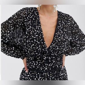 ASOS DESIGN Maxi Dress Batwing Sleeve and Wrap Scatter Sequin